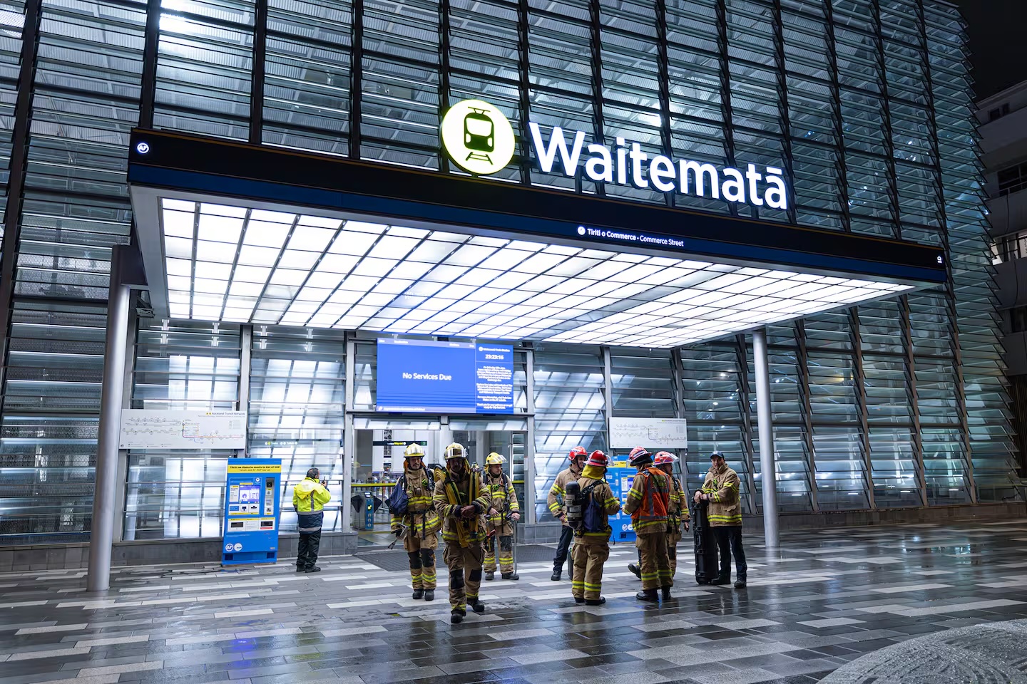 The small fire had been extinguished by the time crews arrived, and police were speaking with several young people over the incident.