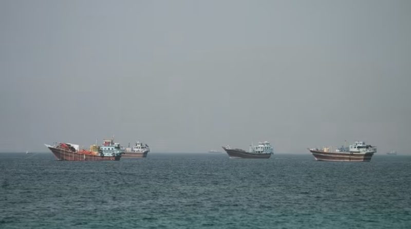 Vessels at the Strait of Hormuz, as seen from Musandam, Oman, on Thursday.