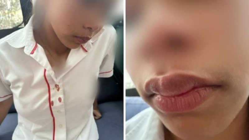 Chloe Rose Cantos was assaulted "out of nowhere" at the Glenfield Rd bus stop on her way home from school.