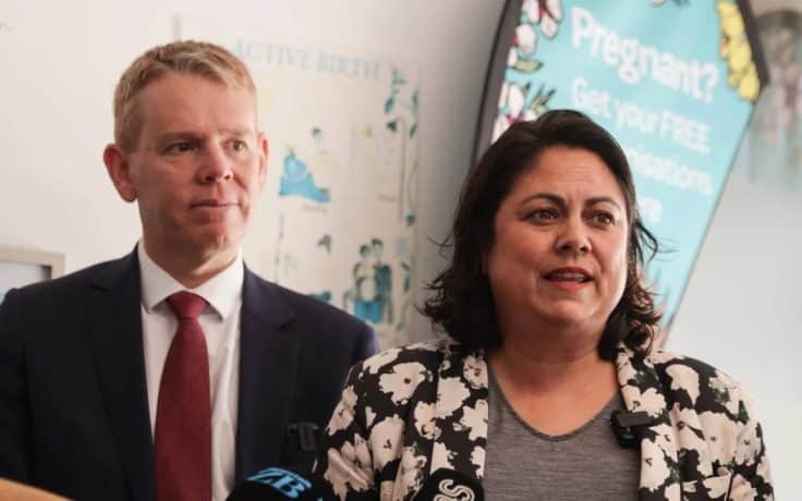 Labour leader Chris Hipkins and health spokesperson Dr Ayesha Verrall promise free maternity scans if elected.