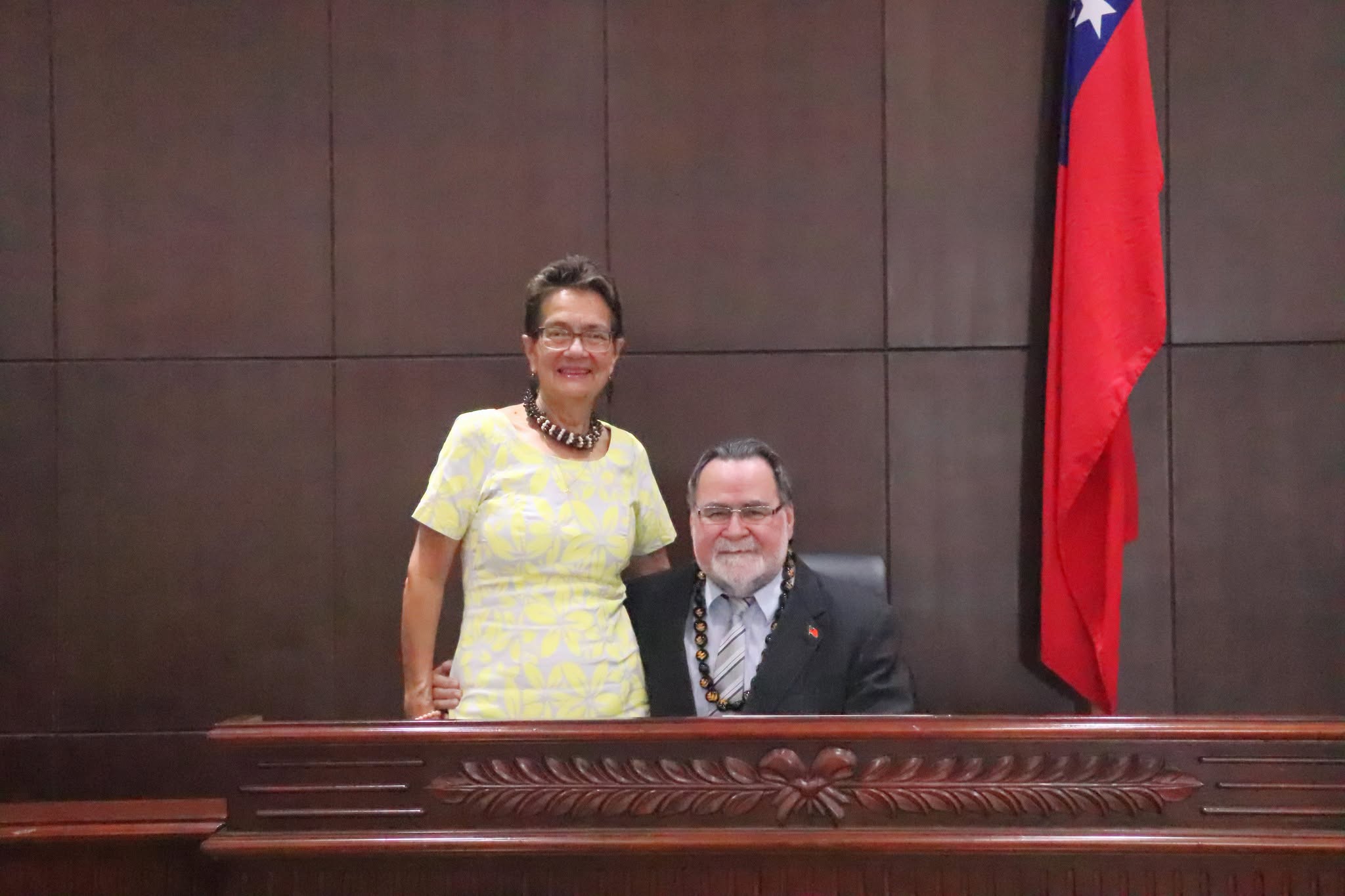 Hon Vui Clarence Nelson with wife.