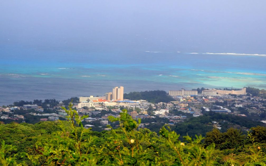 Aerial view of Garapan, Saipan seen from Mt Tapochao, Saipan's highest peak.