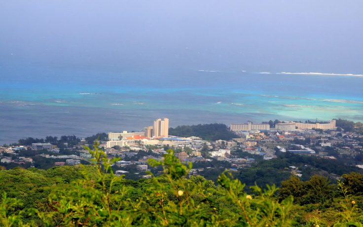 Aerial view of Garapan, Saipan seen from Mt Tapochao, Saipan's highest peak.