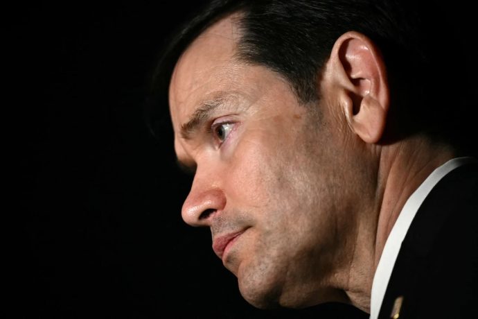 US Secretary of State Marco Rubio speaks to reporters in Maryland on Sunday.